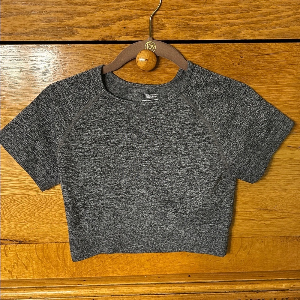 Athleisure Performance Baby Tee Grey Heather Seamless Athletic Crop Top Y2K